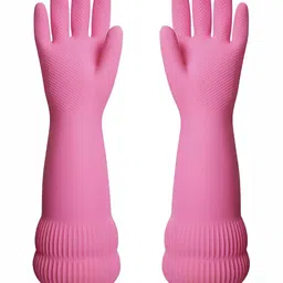 RBGIIT Pink 2 Pieces Cleaning Anti-Slip Kitchen Gloves-picture-31