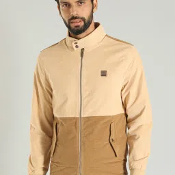 Indian Terrain Colourblocked Mock Collar Pure Cotton Lightweight Bomber Jacket-picture-10