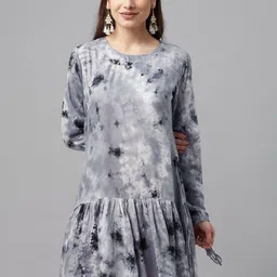 MBE Grey Tie and Dye Peplum Dress-picture-15