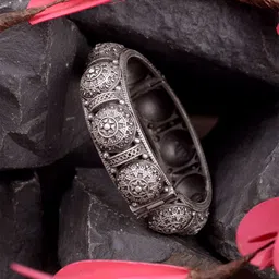 Saraf RS Jewellery Women Silver-Toned Brass Antique Bangle-Style Bracelet-image-37