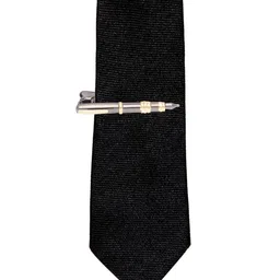 The Tie Hub Men Gun Metal-Toned & Gold-Toned Fountain Pen Tie Pin-picture-52