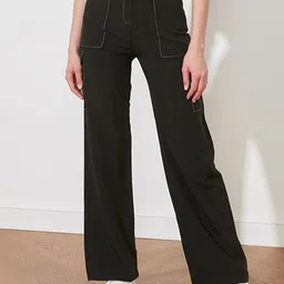 Trendyol Women Black High-Rise Cargo Trousers-image-88