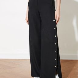 Trendyol Women Black Solid Trousers with Snap Button Closure-picture-14