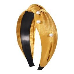 BuckleUp Women Yellow & White Beaded Hairband-picture-23