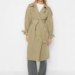 Trendyol Double-Breasted Notched Lapel-Collar Trench Coat-picture-35