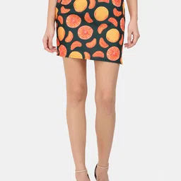 STYL CO. Women Green & Orange Graphic Printed Above Knee Length Pencil Skirt-picture-15