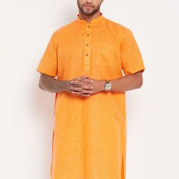VASTRAMAY Short Sleeves Mandarin Collar Straight Kurta-picture-23