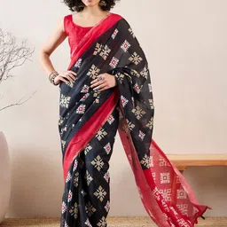AHIKA Linen Women Printed Saree-image-44