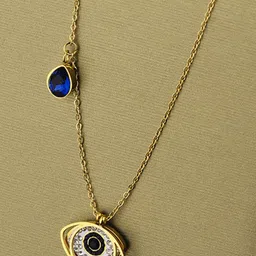 Jewels Galaxy Gold-Plated Stainless Steel American Diamond Evil Eye Pendant With Chain-picture-39
