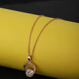 Carlton London Women Rose Gold-Plated Cubic Zirconia Stone Pendant with Chain-picture-33