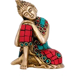 CraftVatika Gold-Toned & Red Resting Buddha Tibet Bhuddhism Feng Shui Showpiece-picture-33