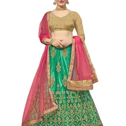 MANVAA Embroidered Thread Work Semi-Stitched Lehenga & Unstitched Blouse With Dupatta-picture-15
