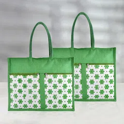 Kuber Industries Set Of 2 Printed Jute Handheld Bags-picture-12