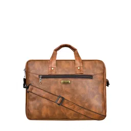 LOREM Unisex Tan Brown Textured Messenger Bag-image-39