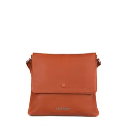 PELLE LUXUR Unisex Brown Textured Messenger Bag-picture-10