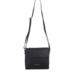 PELLE LUXUR Unisex Black Textured Messenger Bag-picture-18