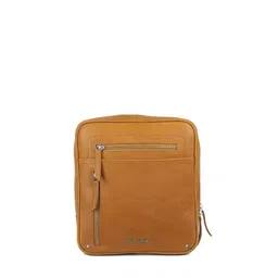 PELLE LUXUR Unisex Yellow Solid Messenger Bag-picture-22
