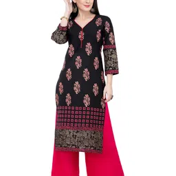 EZIS FASHION Women Black & Red Floral Printed Floral Pure Cotton Kurta-image-29