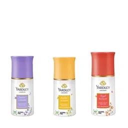 YARDLEY LONDON Set Of 3 Anti-Perspirant & Alcohol-Free Deodorant Roll-Ons - English Lavender - Royal Bouquet - English Blossom - 50 ml Each image 1