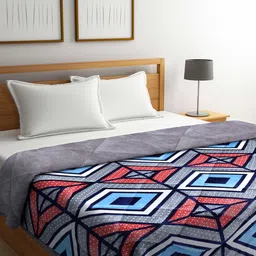 KLOTTHE Blue & Red Geometric Heavy Winter Double Bed Quilt-picture-31