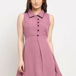 La Zoire Pink Double Collar Dress-image-66