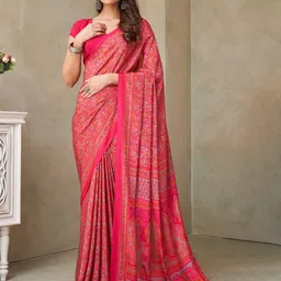 Reboot Fashions Floral Pure Crepe Saree image 1