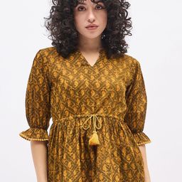 Deewa Women Print Puff Sleeve Ethnic Peplum Top-picture-30
