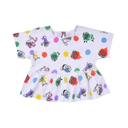 Wish Karo White Print Pure Cotton Peplum Top-picture-23