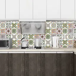 Jaamso Royals White & Green Hexagun Art Design Peel & Stick Self Adhesive Wallpaper-picture-14