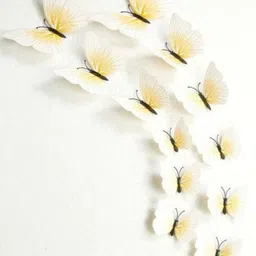 Jaamso Royals White 12 Pieces 3D Magnet Butterefly Self Adhesive Wall Stickers-image-56