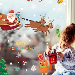 Jaamso Royals Green & Brown Christmas Theme Printed Self-Adhesive Removable Wall Sticker-picture-9