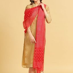 Dupatta Bazaar Geometric Woven Design Organza Dupatta-picture-39