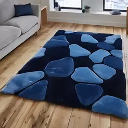 Shopgallery Navy Blue & Black Abstract Printed Anti Skid Carpet-image-14