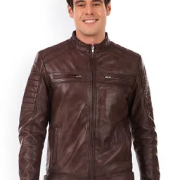Leather Retail Men Leather Outdoor Biker Jacket-image-88