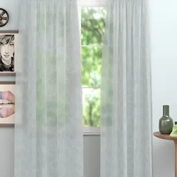 Peepul Tree Off White & Blue Floral Sheer Window Curtain-picture-12