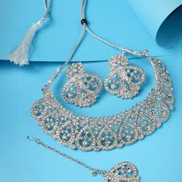 Sukkhi Rhodium-Plated Stones-Studded Jewellery Set-image-75