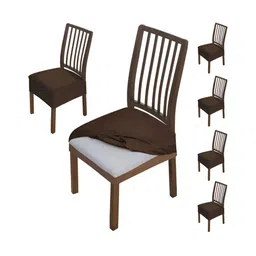 HOKIPO Brown 6 Pieces Velvet Chair Covers-picture-20