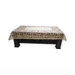 MONKDECOR Maroon Floral Cotton 2-Seater Table Cover with Textured details-image-39