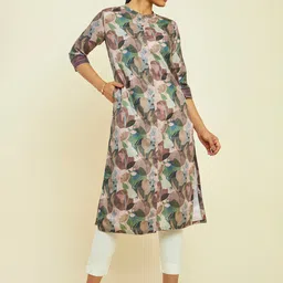Soch Printed Band Collar Straight Kurta-picture-12