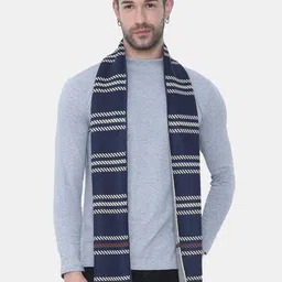 FabSeasons Unisex Navy Blue Checked Acrylic Muffler-picture-28