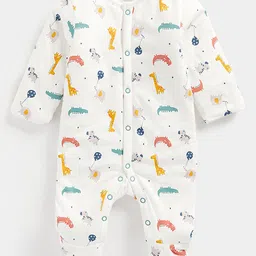mothercare Infant Boys White Printed Pure Cotton Sleepsuit-picture-16