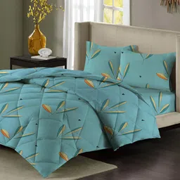 bsb home Green & Orange Floral Microfiber Double King Superfine Bedding Set-picture-19