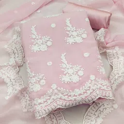 KALINI Embroidered Silk Georgette Unstitched Dress Material-picture-11