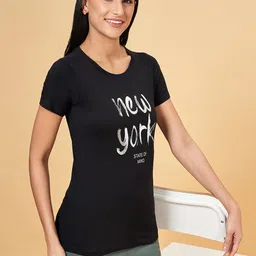 Honey by Pantaloons Women Typography Printed Pure Cotton T-shirt-image-93