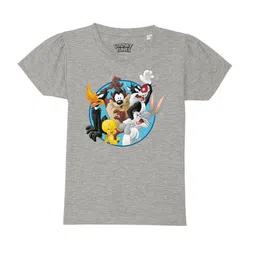 Looney Tunes by Wear Your Mind Girls Grey Graphic Printed Pure Cotton Regular Fit T-shirt-picture-38