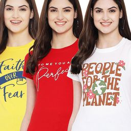 Fabflee Pack Of 3 Typography Printed Cotton T-shirt-picture-21