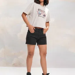 Tokyo Talkies Women Typography Printed Drop-Shoulder Sleeves T-shirt-image-4
