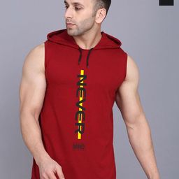 SLOWLORIS Pack Of 2 Printed Sleeveless Hooded Gym Innerwear Vests-picture-6
