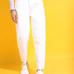 Tokyo Talkies Women Classic White Slim Fit Cropped Jeans-image-5