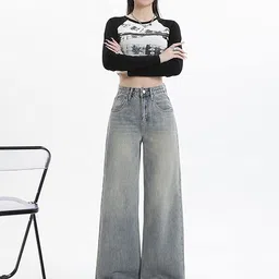 LULU & SKY Women Wide Leg High-Rise Heavy Fade Jeans-picture-11